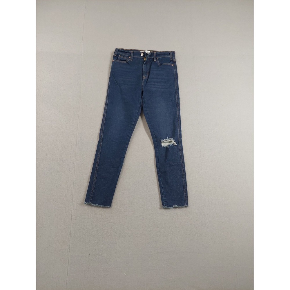 Levis Women Jean 28 Blue Denim Cotton Blend Skinny High Rise Stretch‎ Distressed